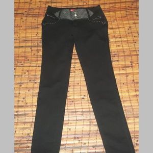 Ladies sz lg Black / silver stretch blend jeans